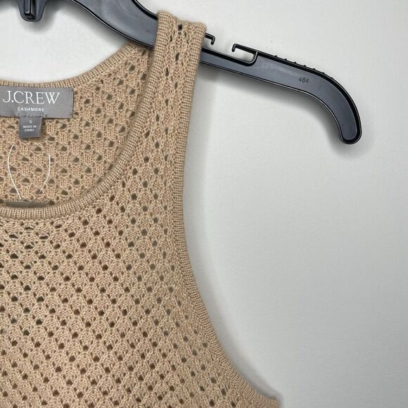 J.CREW Cashmere Top Women Small Tan NEW Pointelle Sleeveless Sweater BZ496 - Picture 2 of 12